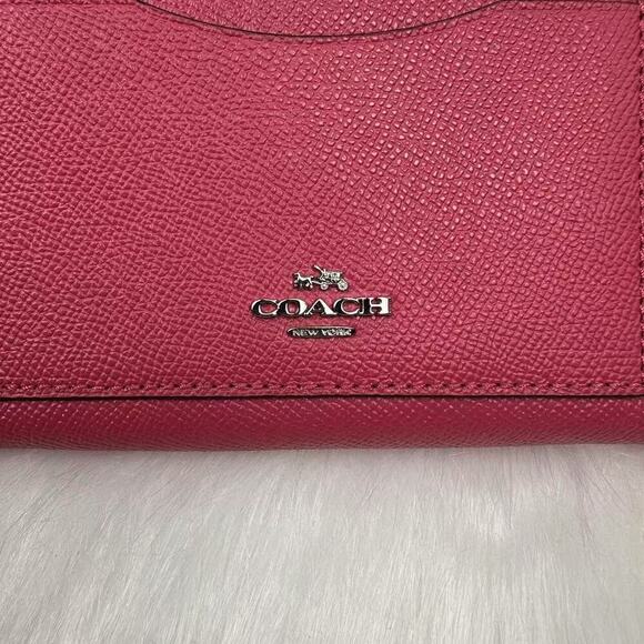 Coach Long Accordion Zip-around Wallet In Leather/Pink Magenta F54007 NWT - Picture 3 of 5
